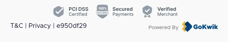 PCI DSS Certified, Secured Payments, Verified Merchant, Powered by GoKwik